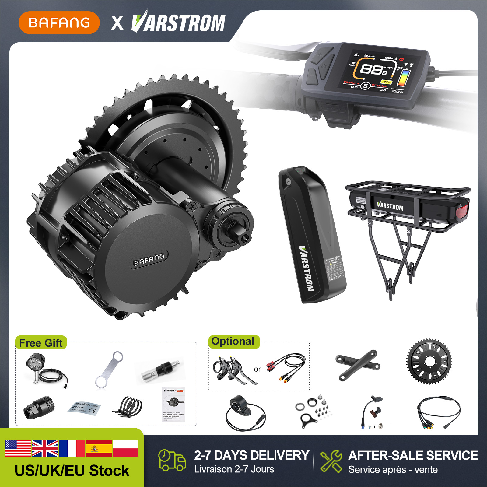 Bafang Bbs02B 48V 750W Mid Drive Kit - มอเตอร์ขับเคลื่อนกลาง Bafang 48V และชุดแปลงจักรยานไฟฟ้าพร้อมแบตเตอรี่ รุ่นดั้งเดิม BBS02B