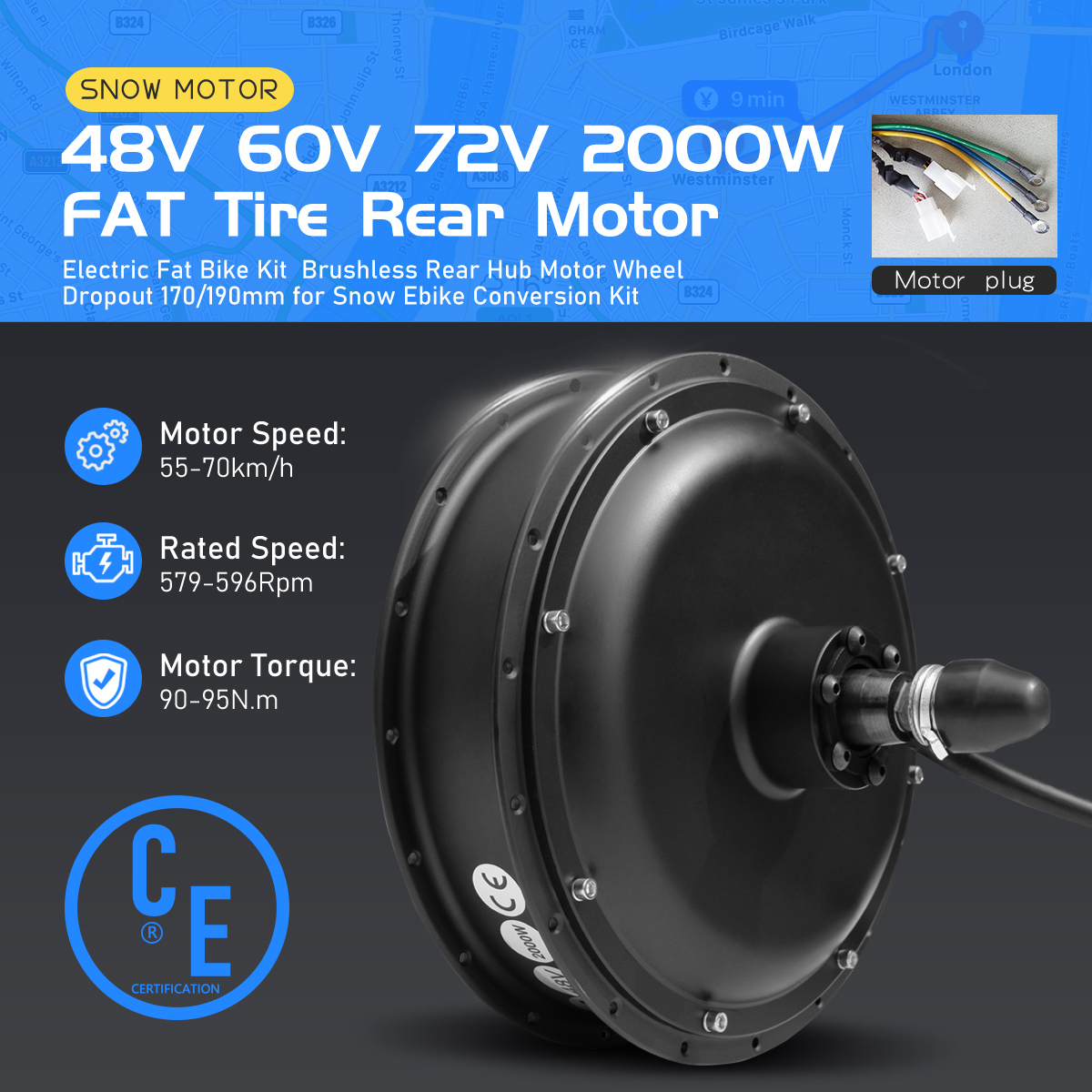 มอเตอร์ฮับล้อหลังแบบไร้เกียร์ส - Fat Tire Ebike Conversion Kit 2000W บทวิจารณ์และราคา