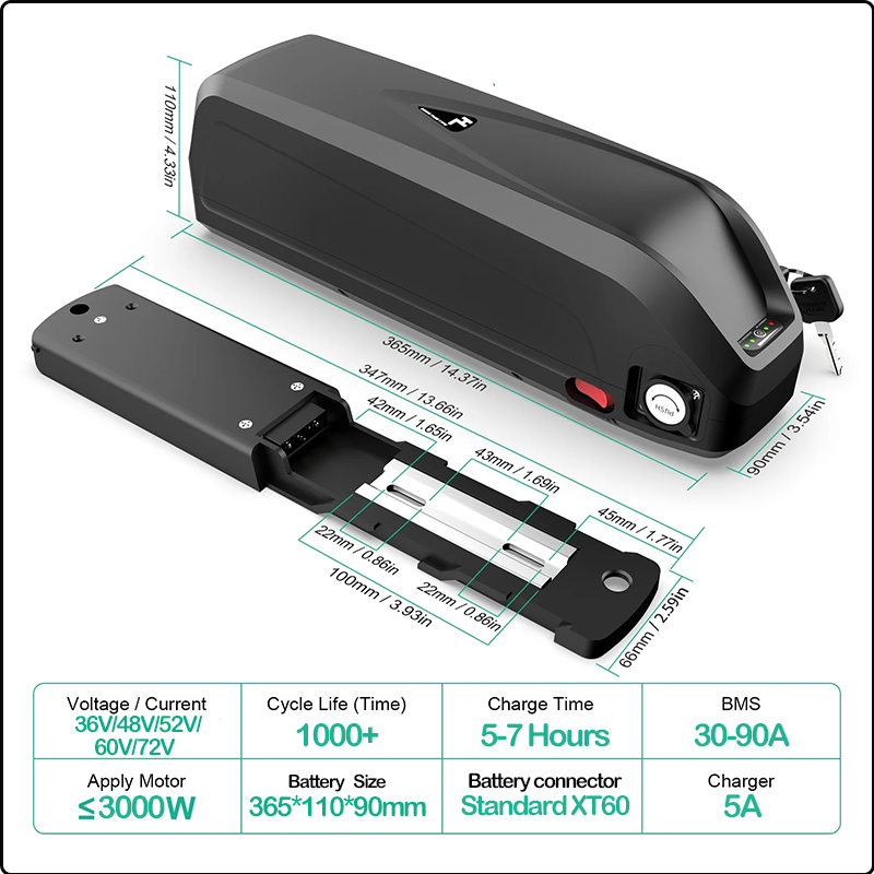 แบตเตอรี่จักรยานไฟฟ้า 36v 48v  - Ebike Battery 48V 20Ah Hailong บทวิจารณ์และราคา